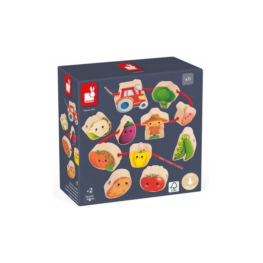 Janod Farm Bead Stringing with Wooden Vegetables – 2