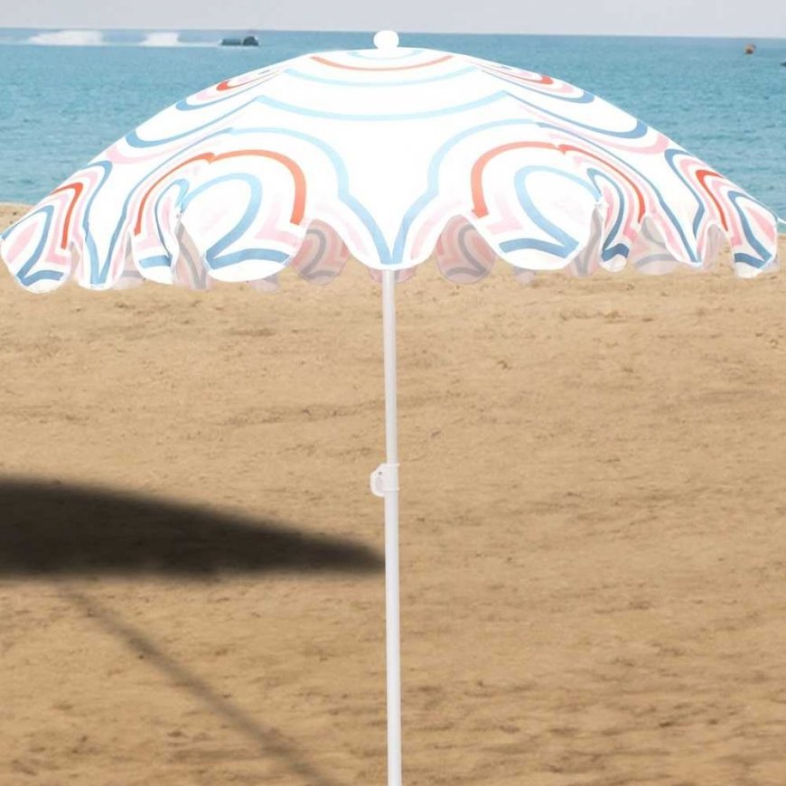 ProGarden Beach and Garden Sun Umbrella, 160 cm, Blue-Pink Strap – 3