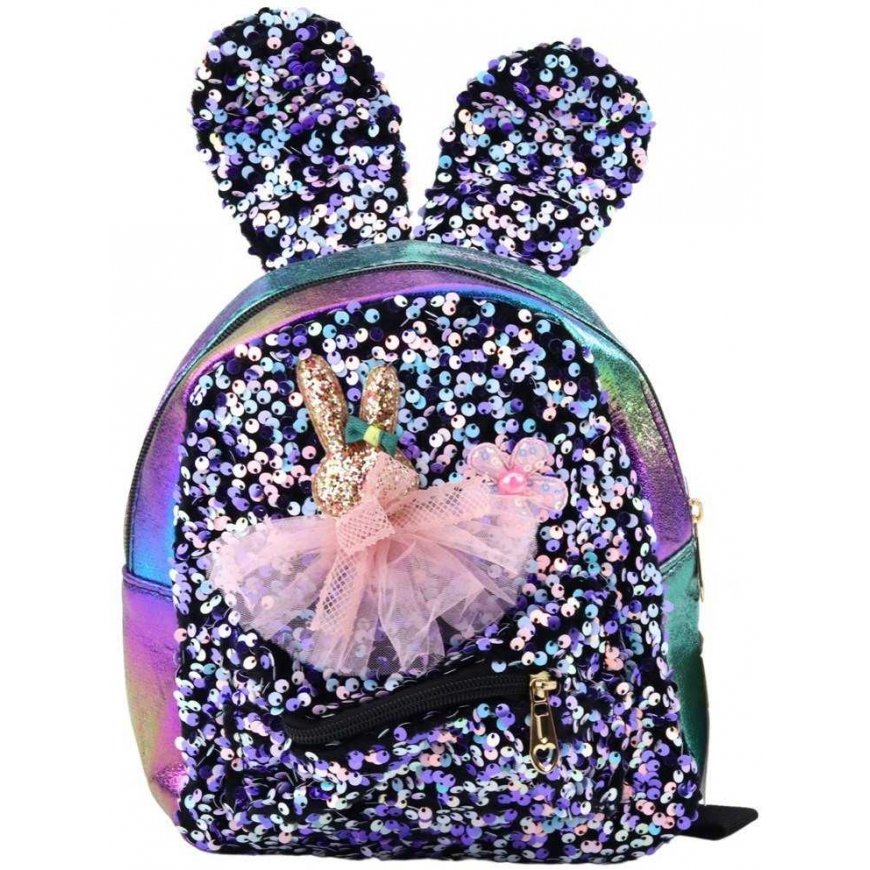 Lasten reppu "Lean" glitterillä ja pupun korvilla, tumman värinen, 22 cm, 4,4 l – 2