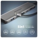 Axagon HMC-5H USB-C 3.2 Gen 1 hub 3x USB-A 4K HDMI PD 100W - Silber Проводная USB 3.2 Gen 1 (3.1 Gen