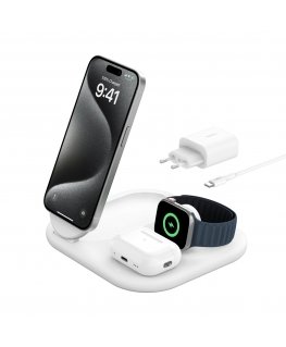 Belkin BoostCharge Kuulokkeet, Älypuhelin, Älykello Valkoinen USB Langaton lataaminen Pikalataus Sisätila