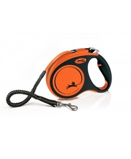 Flexi Xtreme 5 m Melns, Oranžs Dzīties pakaļ/suns