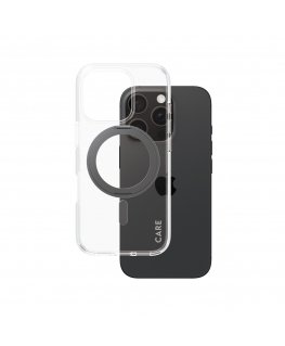 PanzerGlass CARE by ® Feature Case Transparent w. Black Kickstand & MagSafe iPhone 16 Pro mobile phone case