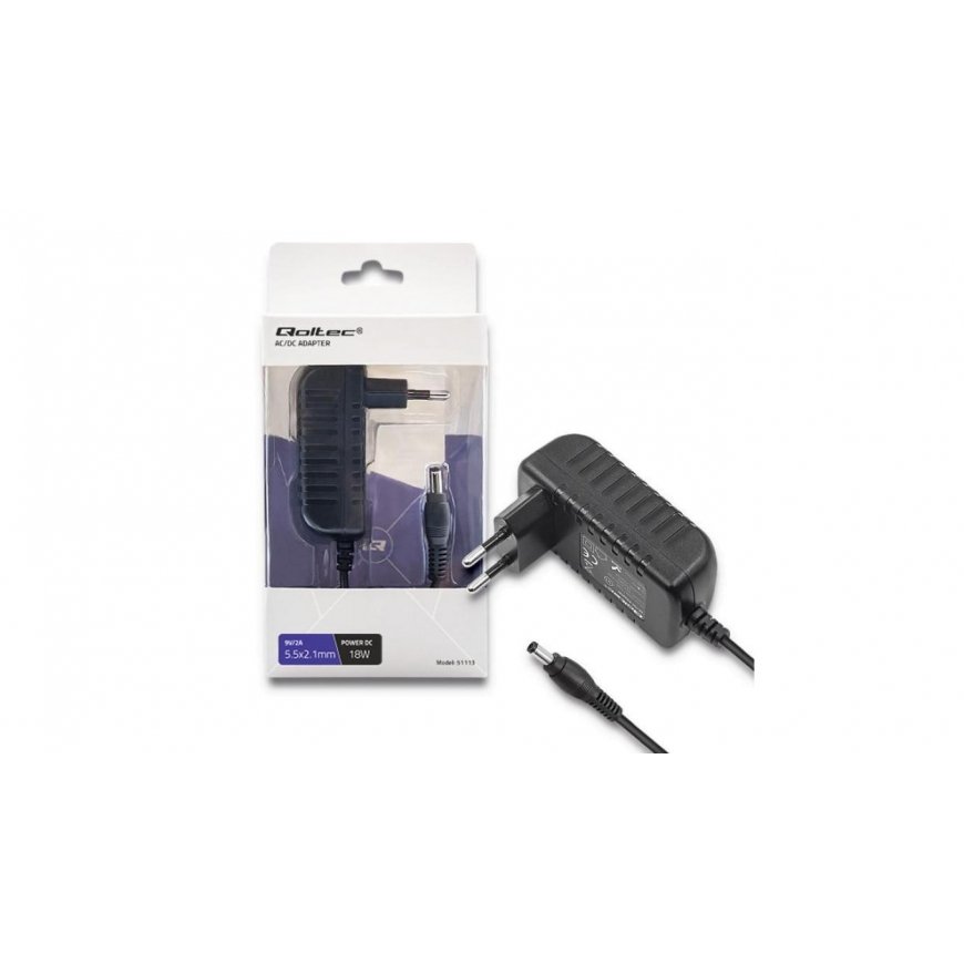 Qoltec 18W strāvas adapteris | 9V | 2A | 5.5*2.1 – 2
