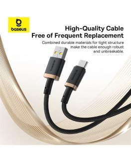 Baseus Dura USB Type A į Type C 60 W greito įkrovimo laidas 2 m Juodas, Auksinis