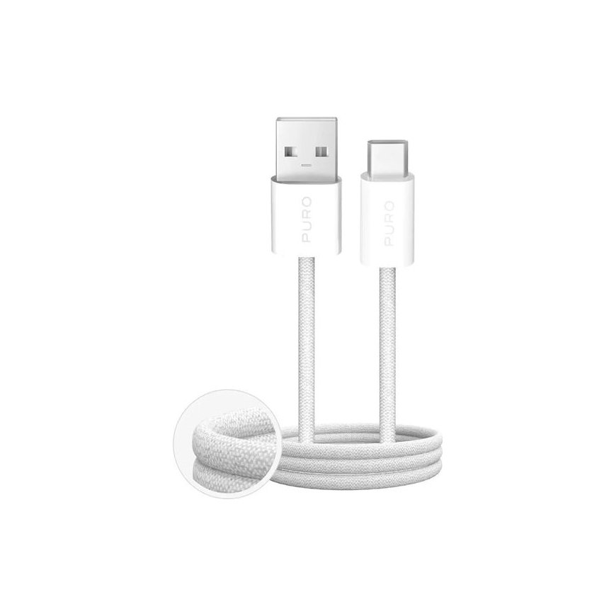Puro Fabrik 2.0 10W USB-A - USB-C Pintas Laidas 1.5m - Balta