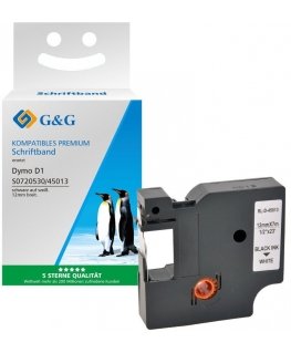 G&G kirjatrükk 12mm x 7m must-valge Dymo D1/ 45013/ S072053