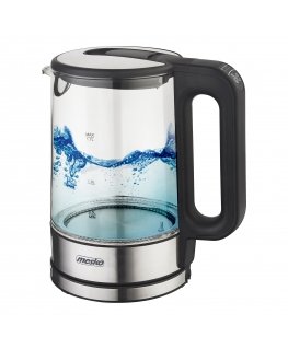 Mesko Home MS 1301B elektriskās tējkanna 1,7 L 2200 W Melns, Nerūsējošs tērauds, Caurspīdīgs