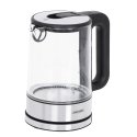 Mesko Home MS 1301B elektriskās tējkanna 1,7 L 2200 W Melns, Nerūsējošs tērauds, Caurspīdīgs