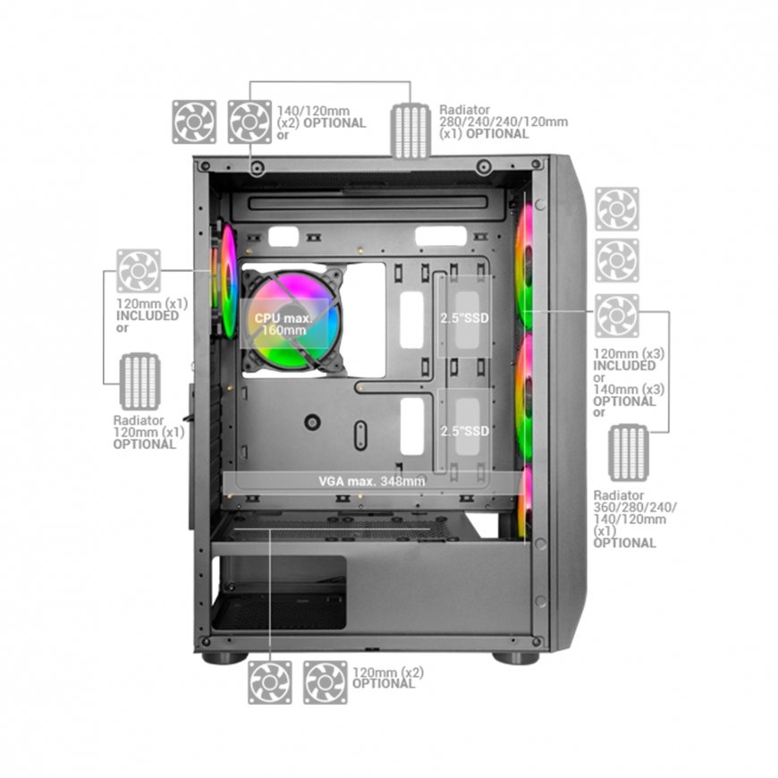 Mars Gaming MCKX tietokonekotelo Tower musta – 4