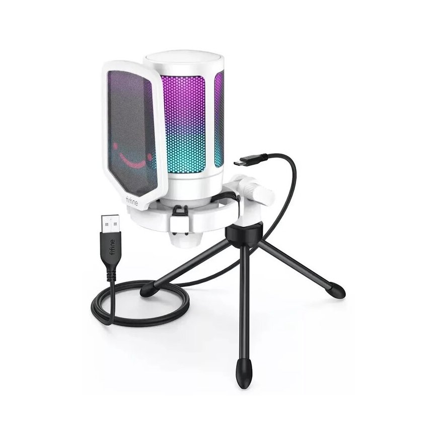 Fifine AmpliGame A6V RGB mikrofons spēlēm