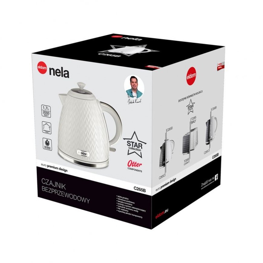 ELDOM C265B NELA elektrinis virdulys 1,7 L 2000 W Balta – 2