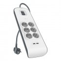 Belkin BSV604VF2M-V2 ylijännitesuoja Harmaa, Valkoinen 6 AC-pistorasia(a) Belkin BSV604VF2M-V2 ylijännitesuoja Harmaa, Valkoinen 6 AC-pistorasia(a)