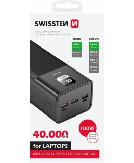 Swissten 22013941 ārējais akumulators Litija polimērs (LiPo) 40000 mAh Melns