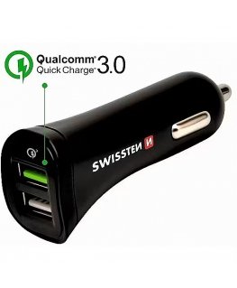 Swissten Quick Charge 3.0 automobilinis įkroviklis 12 / 24V / 2.4A / 18W + Micro USB kabelis 1.5m