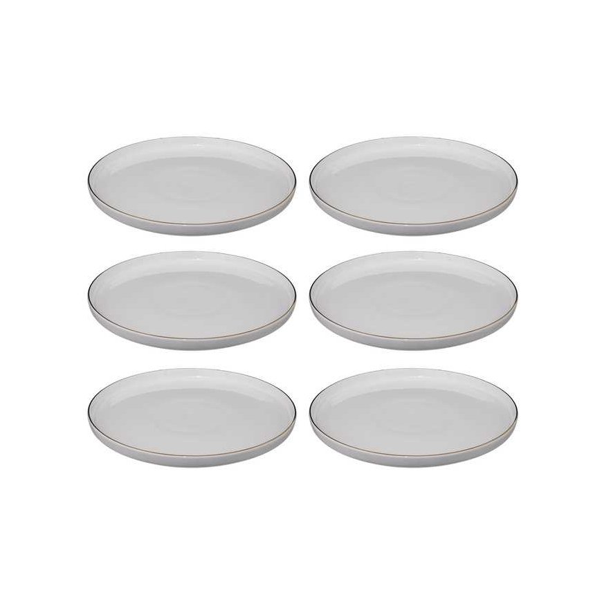 Secret De Gourmet PORCELAIN dinner plates SUBLIMA with golden edges, 6 pcs. x Ø 27 cm