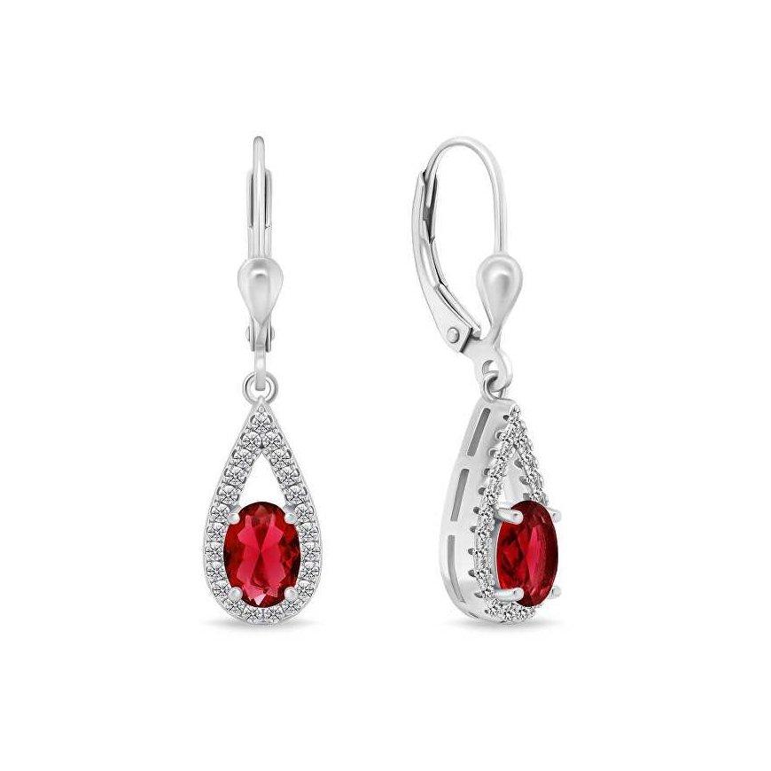 Brilio Silver Brilio Sidabrinis Impressive silver earrings with fuchsia zirconia EA310WR