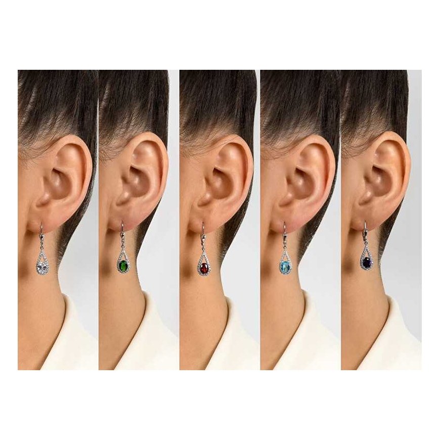 Brilio Silver Brilio Sidabrinis Impressive silver earrings with fuchsia zirconia EA310WR – 4