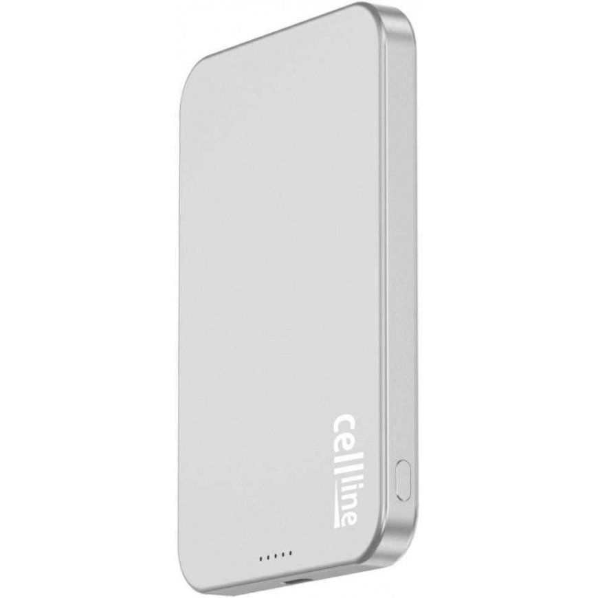Beline mini kannettava laturi Cellline MagSafe 5000mAh Qi2 15W CL-MBP-02 titaaninvärinen magneettinen langaton mini kannettava l