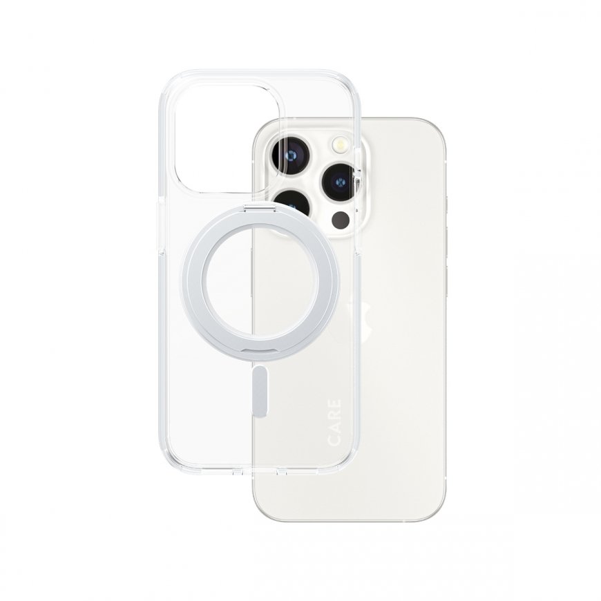 PanzerGlass CARE by ® Feature Case Transparent w. Silver Kickstand & MagSafe iPhone 15 Pro