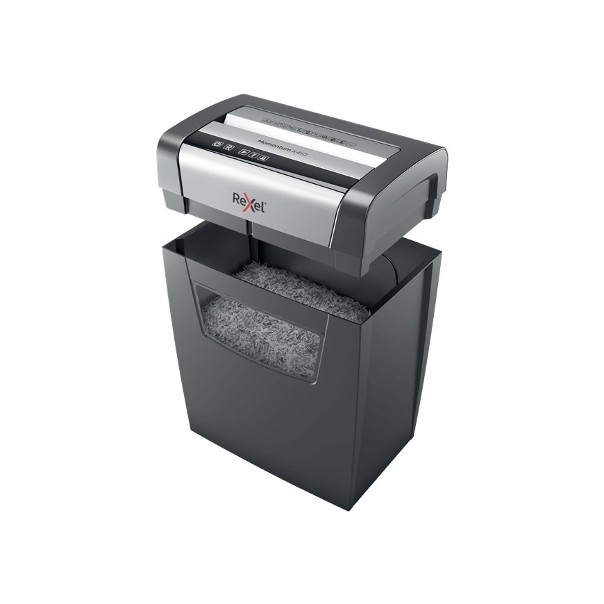 Rexel Momentum X410 paper shredder Particle-cut shredding Black, Grey – 3