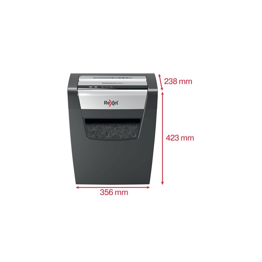 Rexel Momentum X410 paberihunt Particle-cut tüüpi purustaja Must, Hall – 4