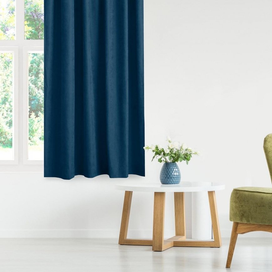 MILANA curtain in indigo color, classic dragon stripe style, sheer 10 cm with 3 cm tassels, chenille fabric 560x225 HOMEDE – 3