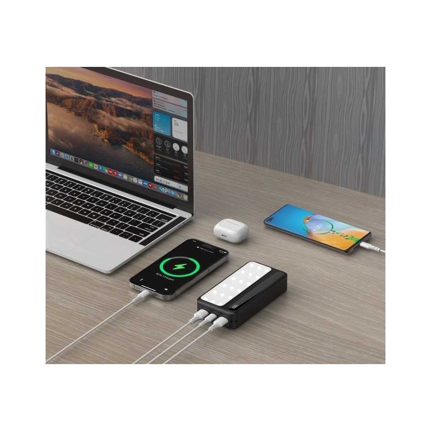 Rebeltec Powerbank P20 LCDPD LAMP 20 000mAh, integreeritud LED lamp funktsiooniga taskulamp – 3
