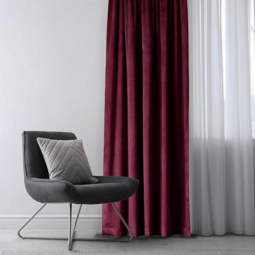 Aizkari VELVET krāsā sarkana klasiskā stila lente materiāla tips - tekstils aksoms 140x245 AmeliaHome – 4