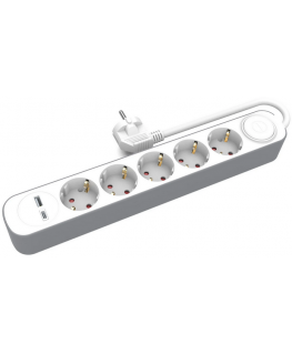 PLASTROL HOME extension cord 5 sockets 3m with switch 1x USB-A 1x USB-C