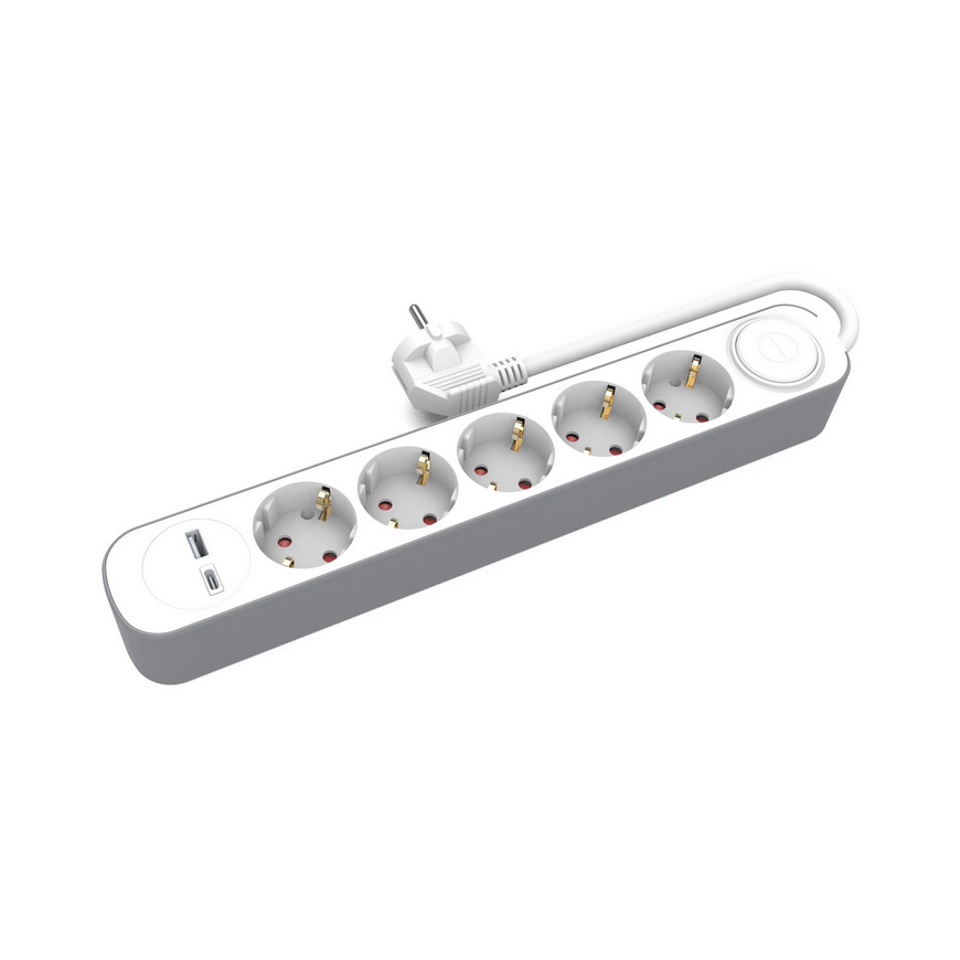 PLASTROL HOME extension cord 5 sockets 3m with switch 1x USB-A 1x USB-C