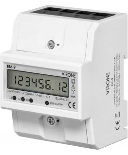 Orno 3-phase digital energy consumption indicator, 100 A, 4 modules, DIN TH-35 mm