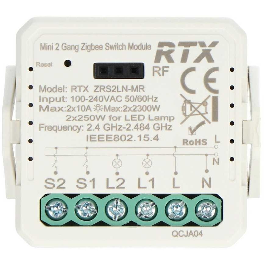 Tuya – 2 channel mini relay 10A – ZigBee – Android / iOS app – RTX ZRS2LN-MR – 2