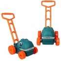 WOOPIE Dino lawn mower with soap bubbles, dinosaur, and liquid