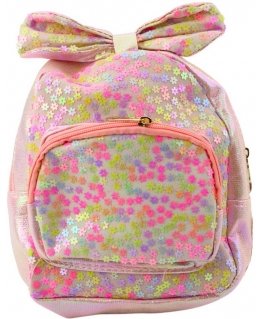 Children's backpack "Lean" with glitter, flowers, ribbon, light pink, 22 cm, 2.8 l
