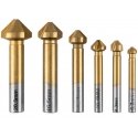 Graphite TiN conical countersink drill bits for angled drilling, 6.3–20.5 mm, set of 6 pieces Graphite TiN conical countersink drill bits for angled drilling, 6.3–20.5 mm, set of 6 pieces