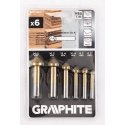 Graphite TiN conical countersink drill bits for angled drilling, 6.3–20.5 mm, set of 6 pieces Graphite TiN conical countersink drill bits for angled drilling, 6.3–20.5 mm, set of 6 pieces