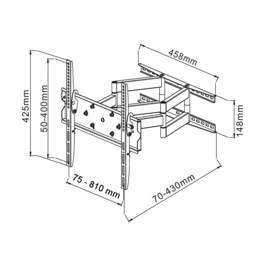 Techly ICA-PLB 147XL televizora stiprinājums 177,8 cm (70") Melns – 3