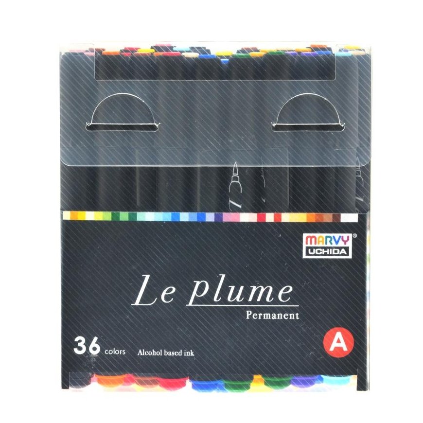 Marvy Uchida Permanent markers with brush tip 'Le Plume Permanent' 3000-36A 36 pcs.