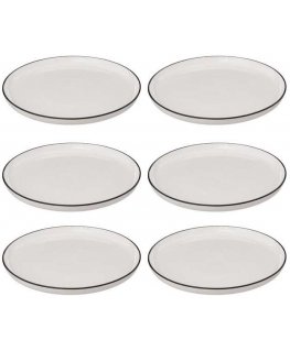 Secret De Gourmet ALIX porcelain dinner plates, black rim, 6 pcs. x 27 cm
