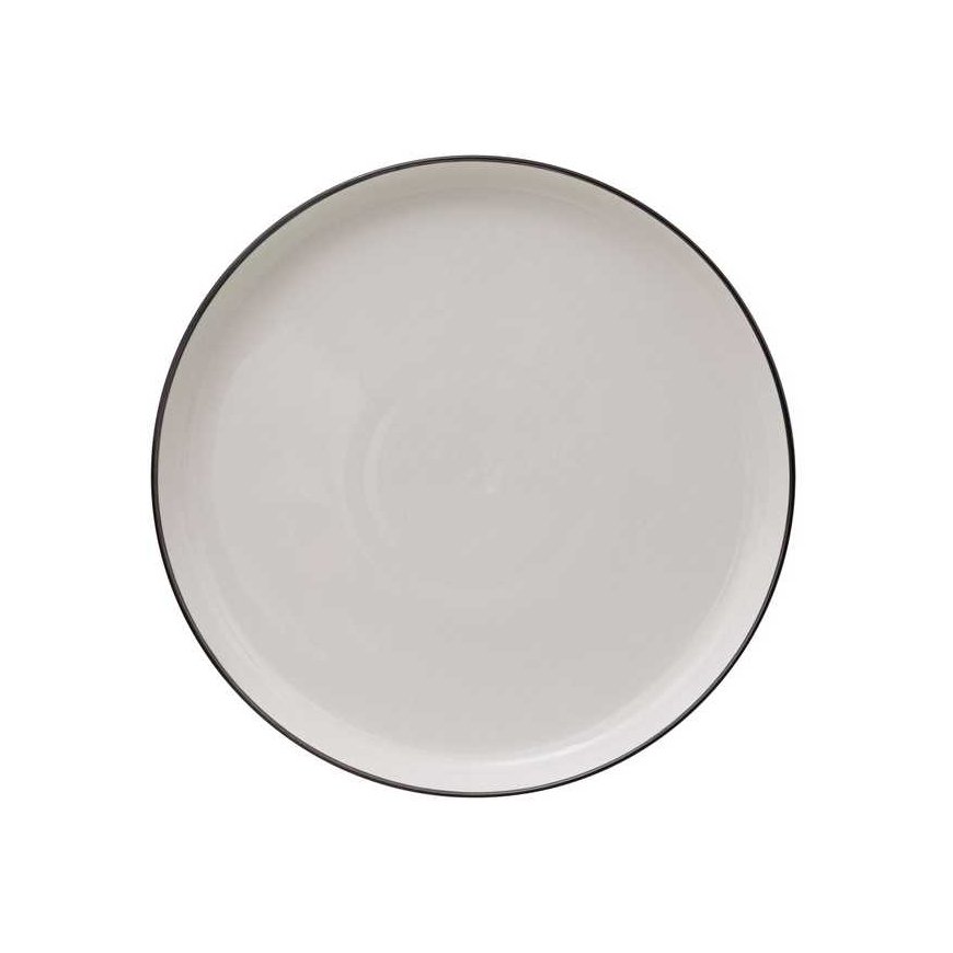Secret De Gourmet PIECES ALIX posliinivaatimusten illallislautaset, mustalla reunalla, 6 kpl x 27 cm – 2