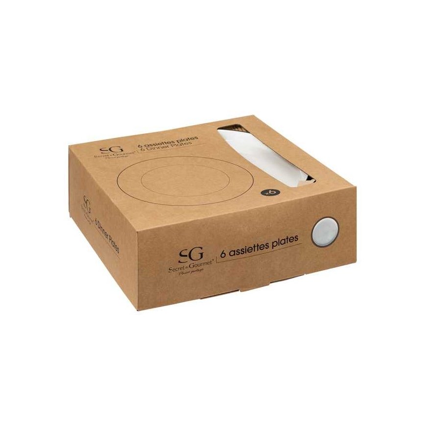 Secret De Gourmet PIECES ALIX posliinivaatimusten illallislautaset, mustalla reunalla, 6 kpl x 27 cm – 4