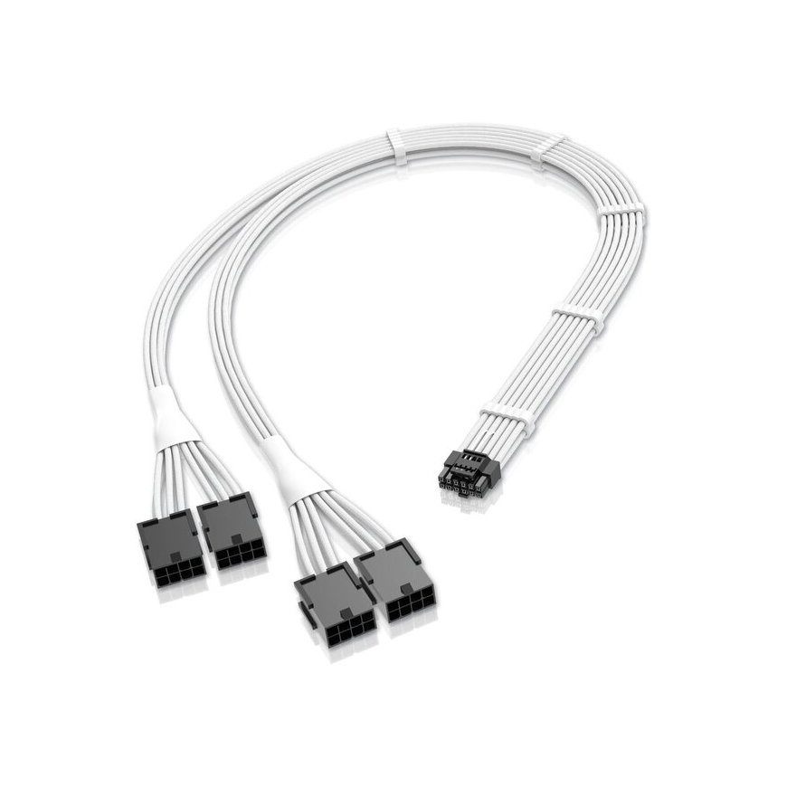 CableMod C-Series Pro savienojuma kabelis - Variants B, 90, 16-pins uz 4x 8-pins PCIe, balts – 2