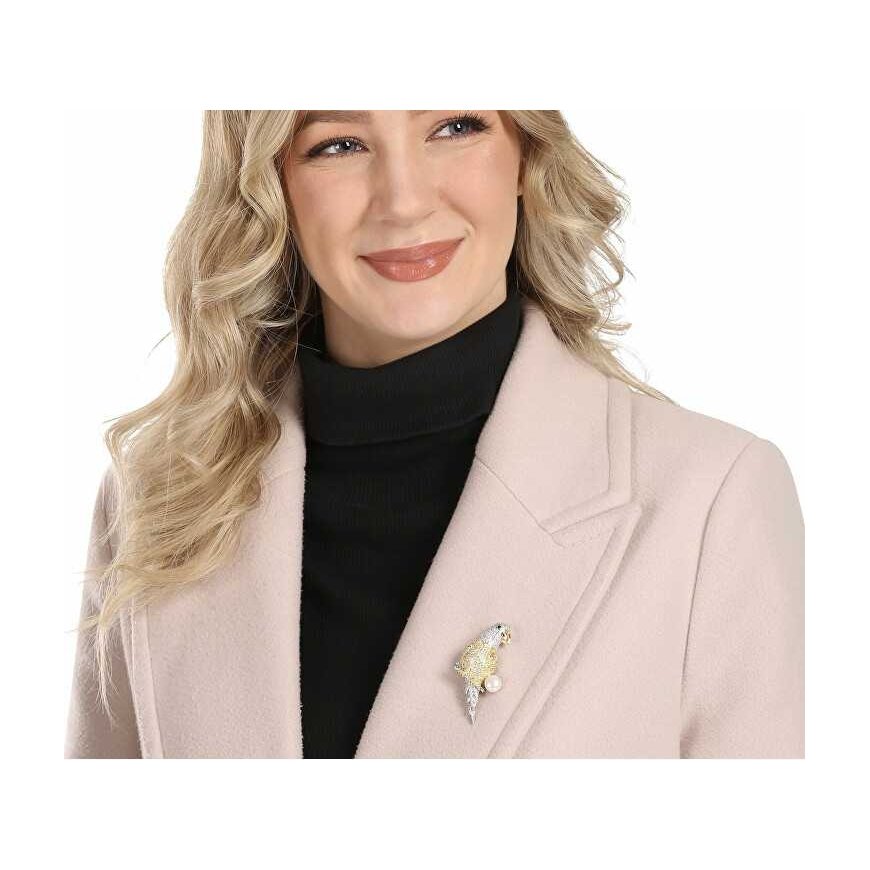 Jwl Luxury Pearls Lummav kullatud papagoi brošš ehtsate pärlitega JL0870 – 2