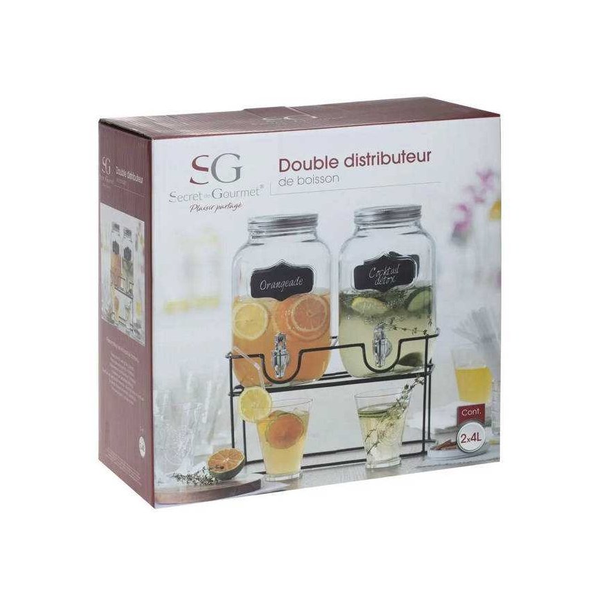 Secret De Gourmet Dvigubas drink dispenser on stand, 4L x 2 – 3