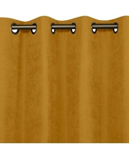 MILANA mustard-colored curtain, classic gold, with metal loops, chenille, 220x300 HOMEDE