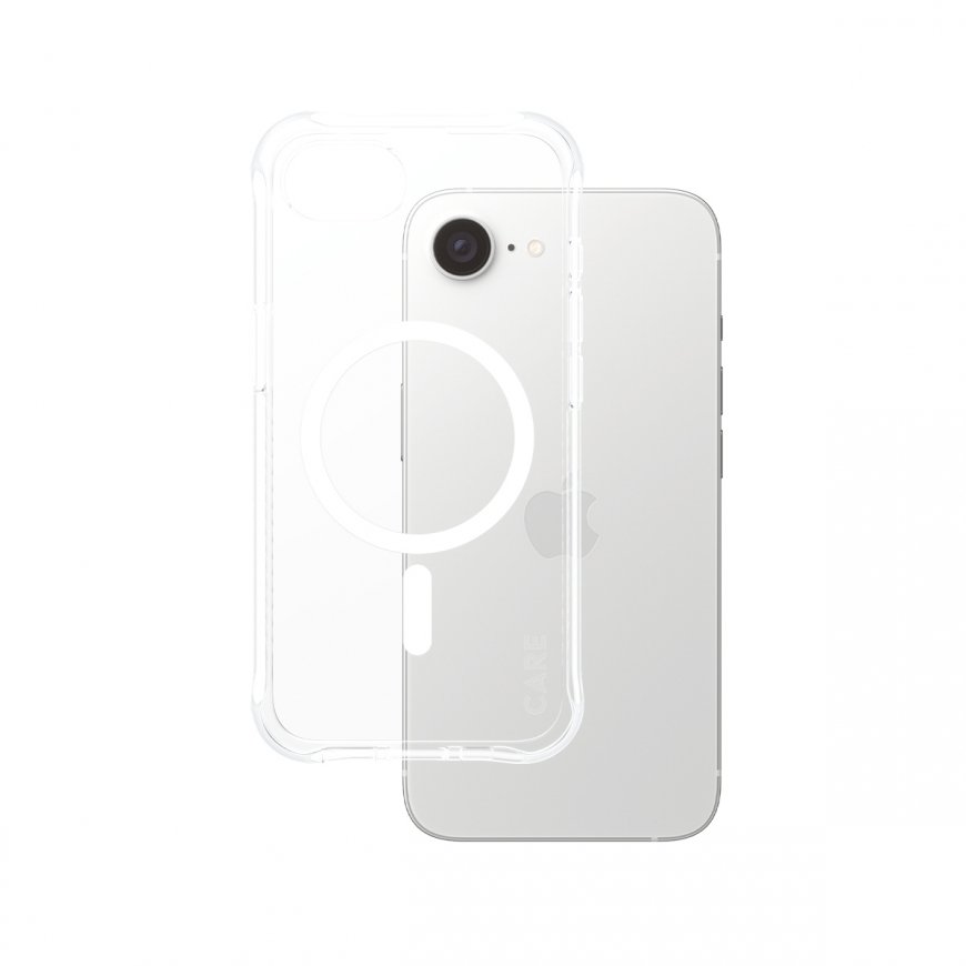 PanzerGlass CARE by ® Fashionable Case Samba Transparent w. White Qi Compatible iPhone 16e mobile ph
