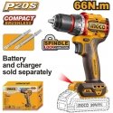Ingco CDLI206681 AKU drilling screwdriver 66 Nm, without battery and charger Ingco CDLI206681 AKU drilling screwdriver 66 Nm, without battery and charger