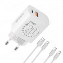 OBAL:ME Seinälaite USB-A + USB-C 20W + 2x Kaapeli 1m Valkoinen OBAL:ME Seinälaite USB-A + USB-C 20W + 2x Kaapeli 1m Valkoinen