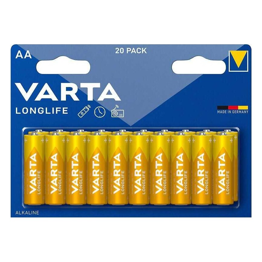Varta Longlife -alkaliparisto, 20 kpl, AA (LR6)